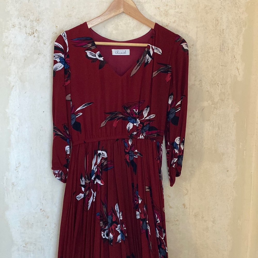 Burgundy floral maxi dress